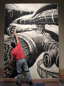 The Evolution of Good Intentions, 2010. Charcoal on wall. 12 x 8 feet. Gonzaga University's Drawn to the Wall IV, Jundt Art Museum.