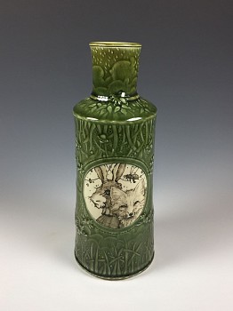 mei 0012 fox & rabbit vase