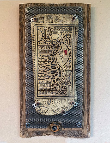 Chris Bivins, Hieroglyph M
2021, ceramic, metal, wood