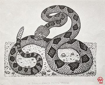 David Miles Lusk, West Diamondback Rattlesnake
2021, woodblock print