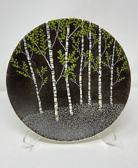 Claudia  Whitten, Aspen Plate with Green Leaves - Large
kilnformed glass