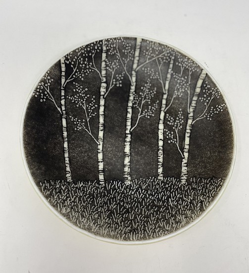 Claudia  Whitten, B&W Aspen Circle Plate
kilnformed glass