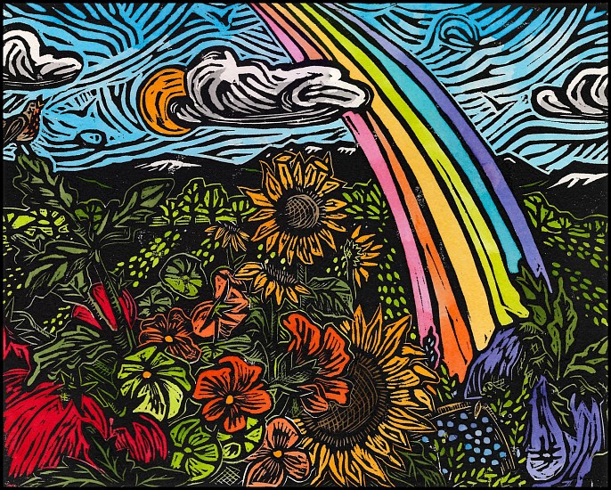 Hannah Spencer, Love Colors All: LE 6/25
2021, woodblock & watercolor