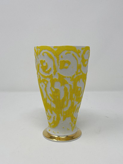 Dallas Wooten, Yellow Etched Tumbler
2022, Cone 10 stoneware porcelain, colored porcelain, glaze, luster