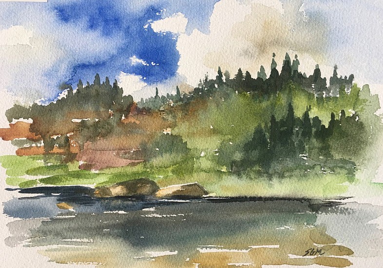 Sally Machlis, Clouds Over the Coeur d'Alene River
2021, watercolor