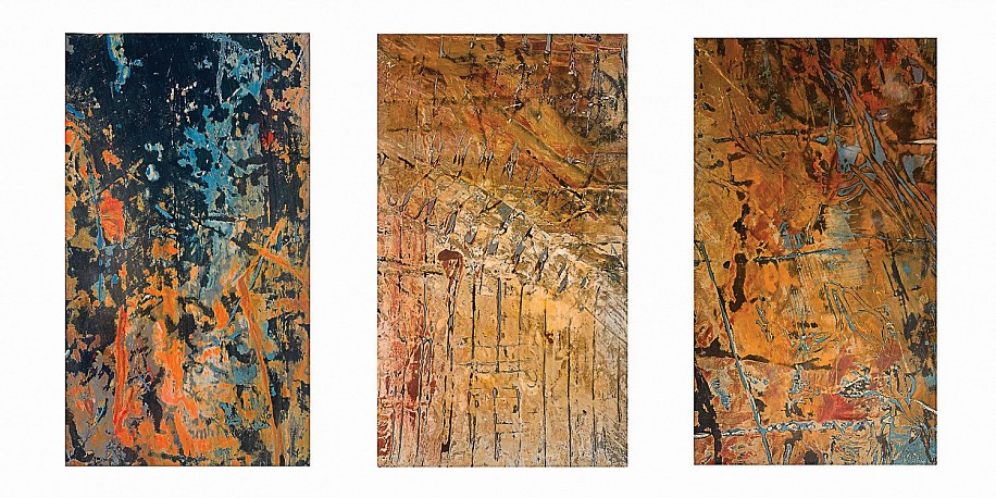 Gail Siegel, Blue and Orange, Triptych
2022, acrylic on paper
