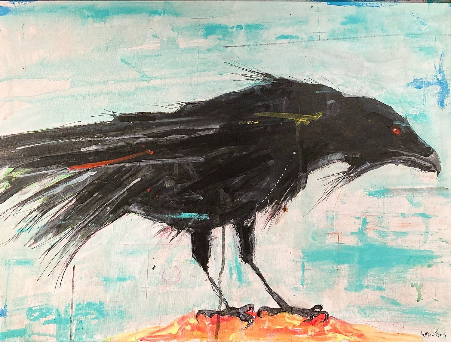 Raven Crow Art Painting Original Art Oil, Painting by Valerie