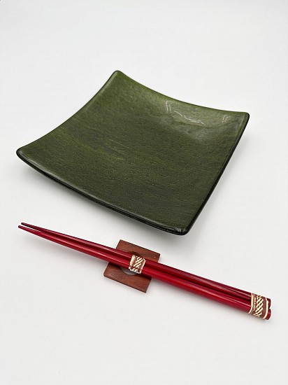 Louise Telford, Sparkly Green Sushi Plate with Chopsticks
2023, glass