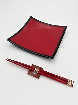 telf 0049 red plate with chopsticks
