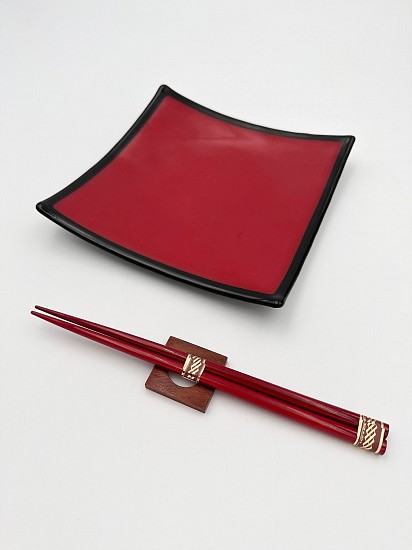 Louise Telford, Red Sushi Plate with chopsticks
2023, kilnformed glass