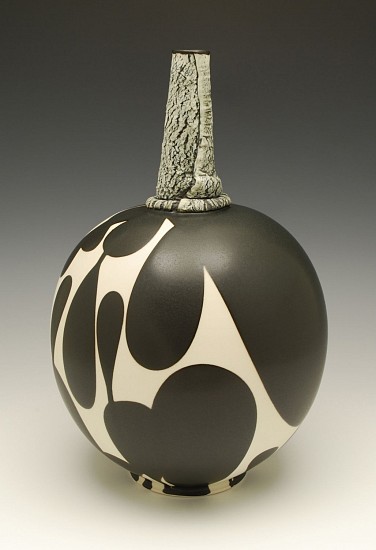 Sam Scott, Black and White Vase with Hand Built Neck
porcelain