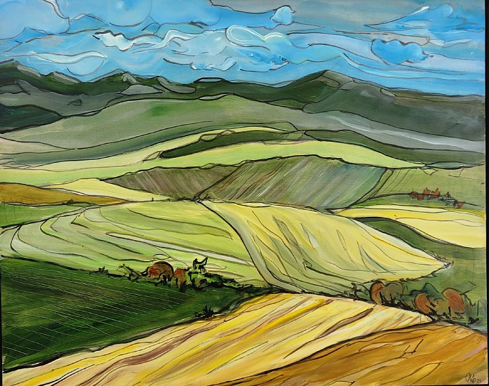 Joel Stehr, Quilted Countryside
2023, acrylic on wood
