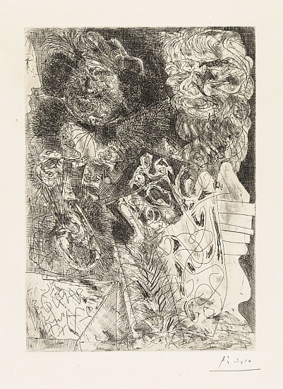 Pablo Picasso, Rembrandt a La Palette
1934, original etching in black ink on wove paper with Arches watermark