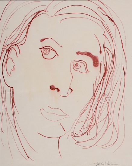 Mel McCuddin, Pensive Woman-Framed and Signed
ca. 1975, ink