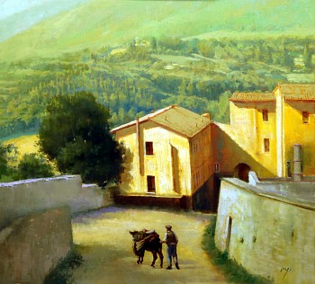 ong 0096 local peddler 20x22 oil on linen ong