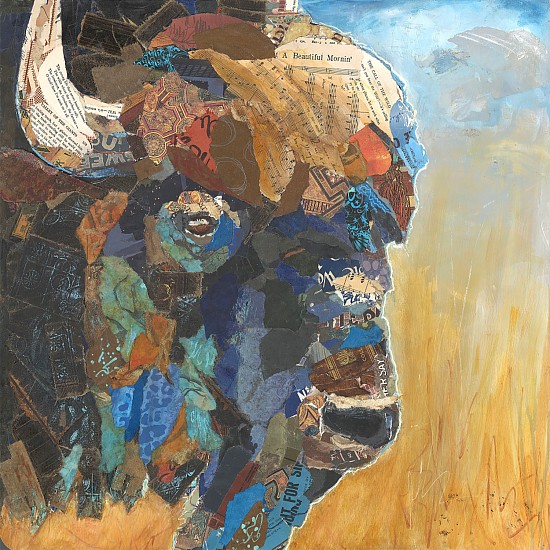 Jacquie Masterson, A Beautiful Morning
2025, paper collage on a wood panel