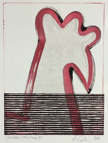 Larry Calkins and Becky Street, Chicken Portrait
2017, monoprint with drypoint
